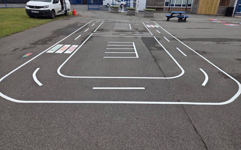 playground car track markings